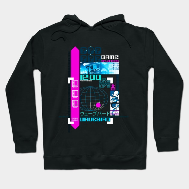 Y2K Black Neon Wavebird Hoodie by RebelTaxi